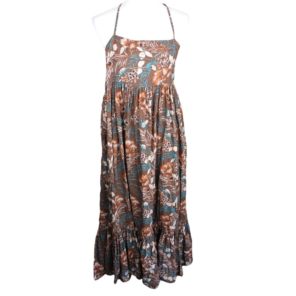 Natural Life Maxi Dress Womens XL Brown Floral Boho Beach Prairie Festival - Picture 2 of 9